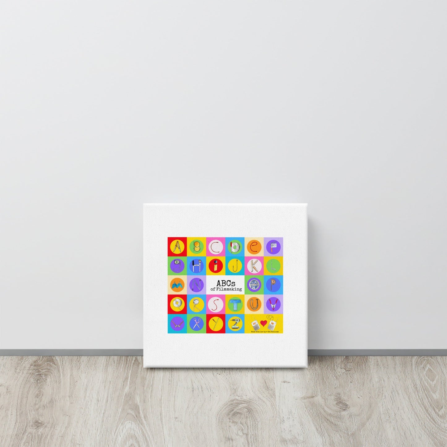 HOLIDAY SALE | ABCs of Filmmaking - Colored Blocks - Square Canvas - Get Reelisms