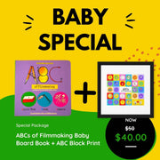 COMBO DEAL:  ABCs of Filmmaking + ABCs Blocks 10X10 Print