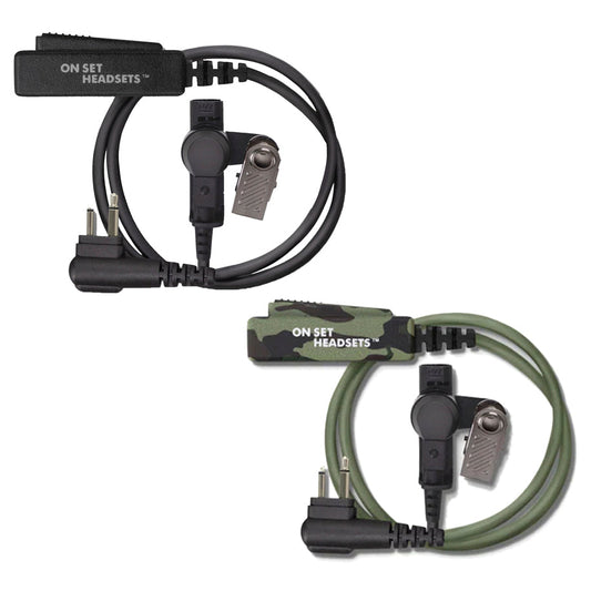 On Set Headsets™️ "The Shorty" Chest Pack Compatible FilmPro Walkie Surveillance Headset with 2-Pin Motorola M1 Connector -  (Black, Camo)