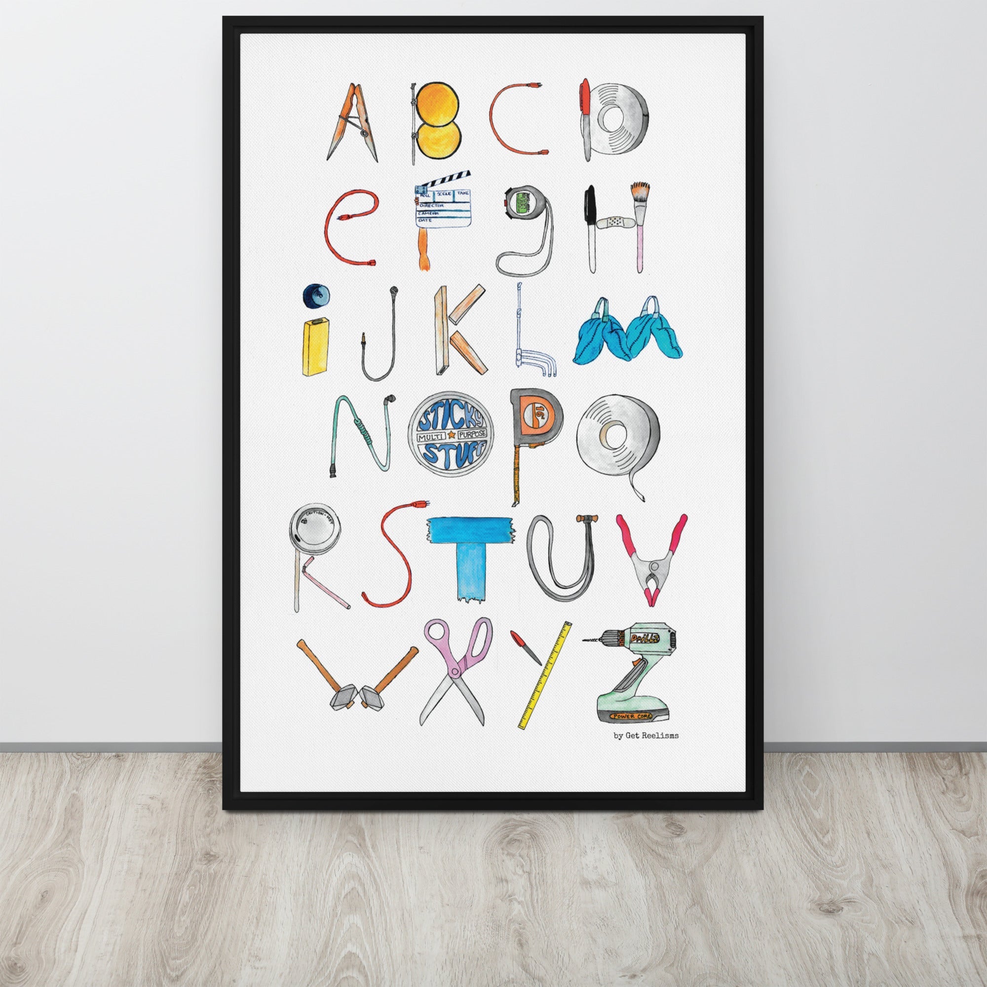 DECOR | ABCs of Filmmaking - Minimalistic - Vertical Framed Canvas - Get Reelisms