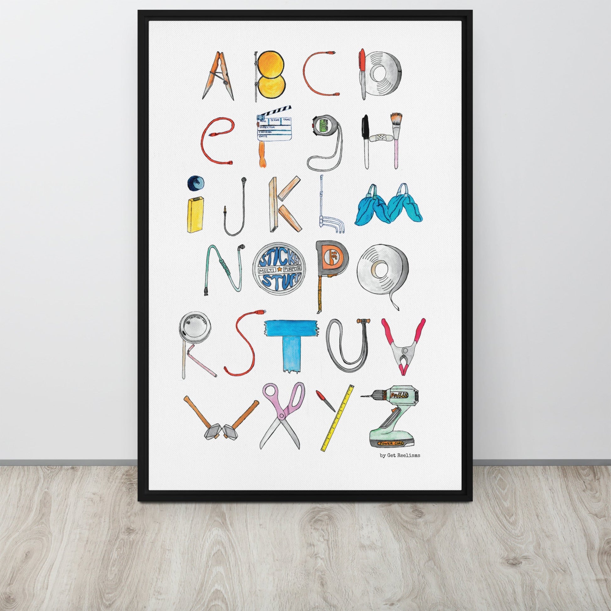 DECOR | ABCs of Filmmaking - Minimalistic - Vertical Framed Canvas - Get Reelisms