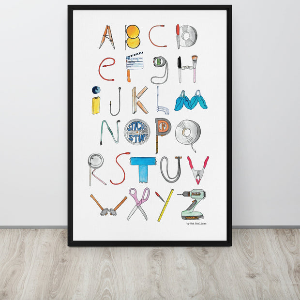 DECOR | ABCs of Filmmaking - Minimalistic - Vertical Framed Canvas - Get Reelisms