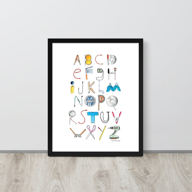 DECOR | ABCs of Filmmaking - Minimalistic - Vertical Framed Print - Get Reelisms
