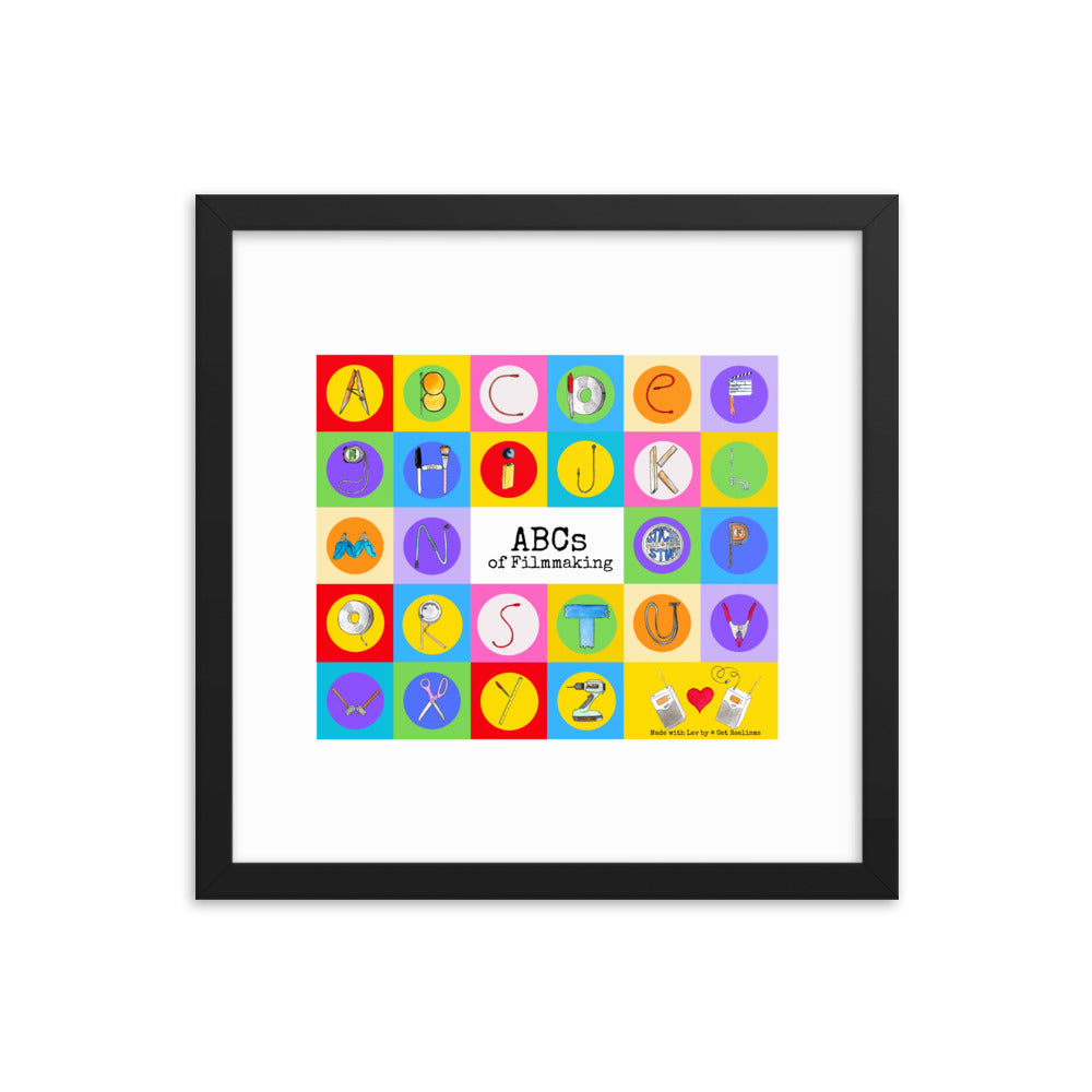 ABCs of Filmmaking - Colored Blocks - Square Framed Print