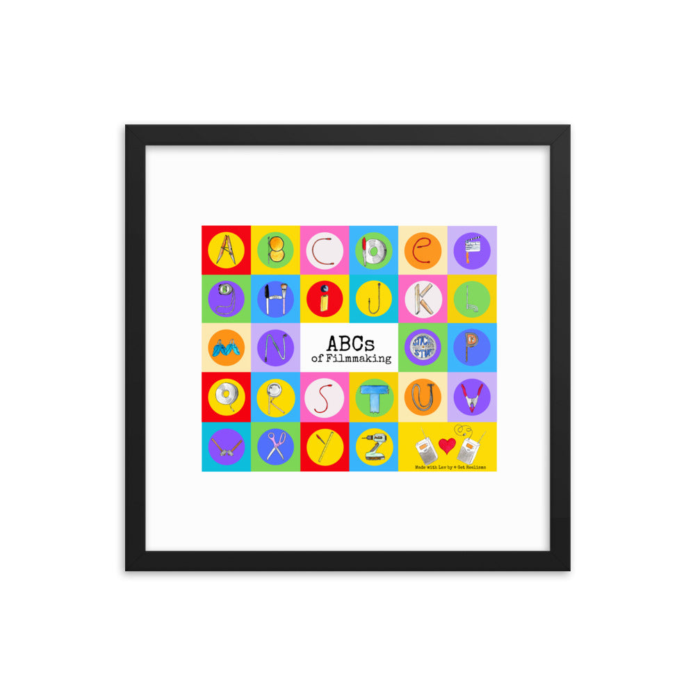 ABCs of Filmmaking - Colored Blocks - Square Framed Print