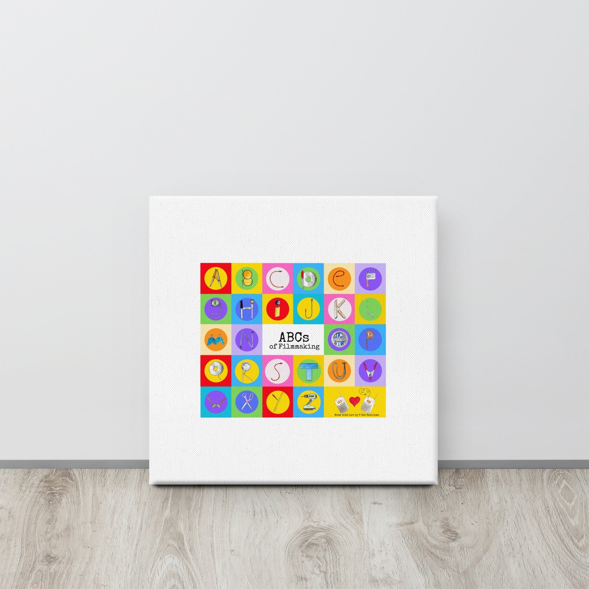 HOLIDAY SALE | ABCs of Filmmaking - Colored Blocks - Square Canvas - Get Reelisms