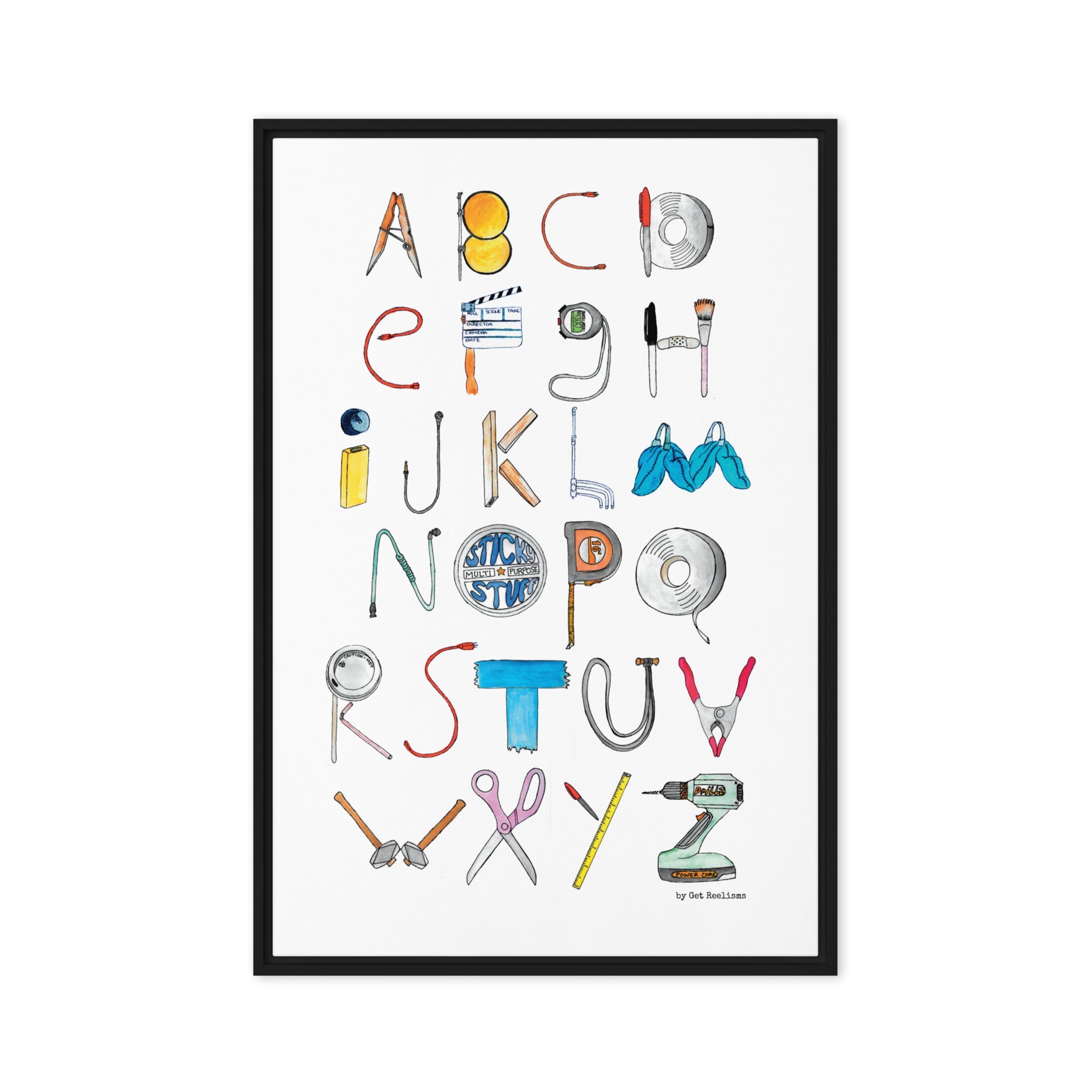 DECOR | ABCs of Filmmaking - Minimalistic - Vertical Framed Canvas - Get Reelisms