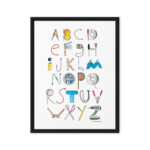DECOR | ABCs of Filmmaking - Minimalistic - Vertical Framed Canvas - Get Reelisms